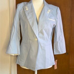 Cremieux Light Blue Tailored Blazer Jacket Size 38 NWT Structured Preppy